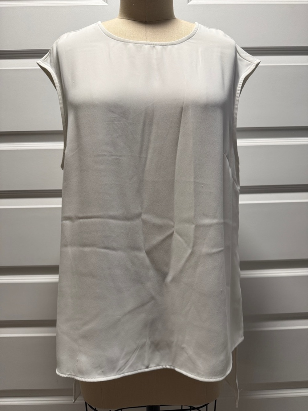 Express White Cap-Sleeve Satin Tank Top